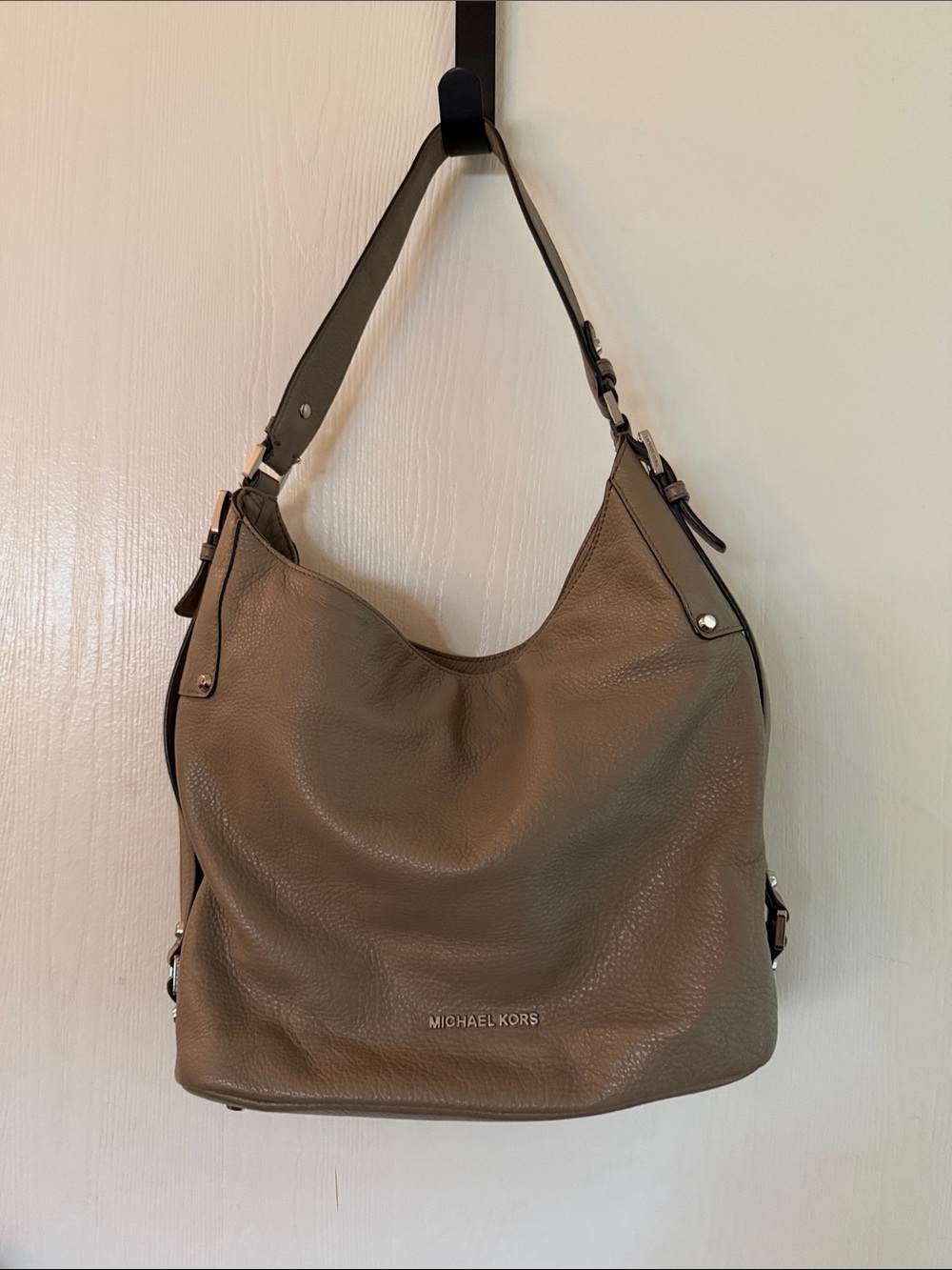 Michael Kors Pebbled Leather Hobo in Taupe